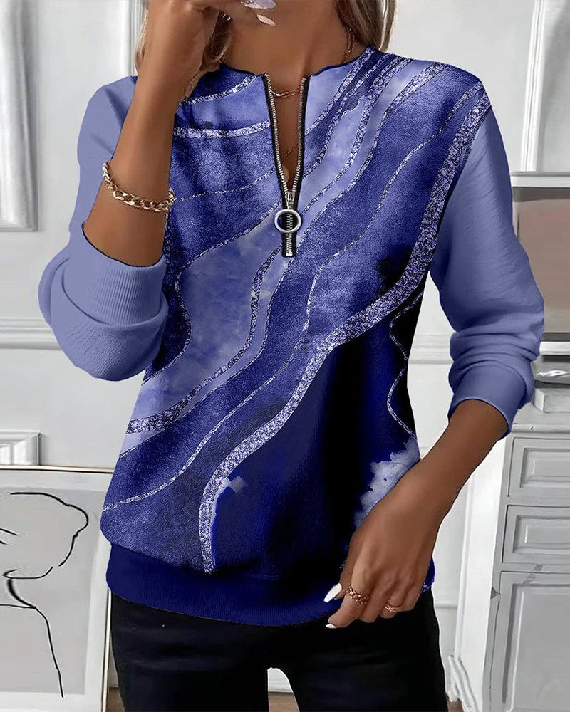 Mary | Half-Zip Sweatshirt With Vintage Print