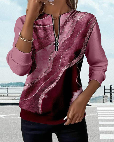 Mary | Half-Zip Sweatshirt With Vintage Print